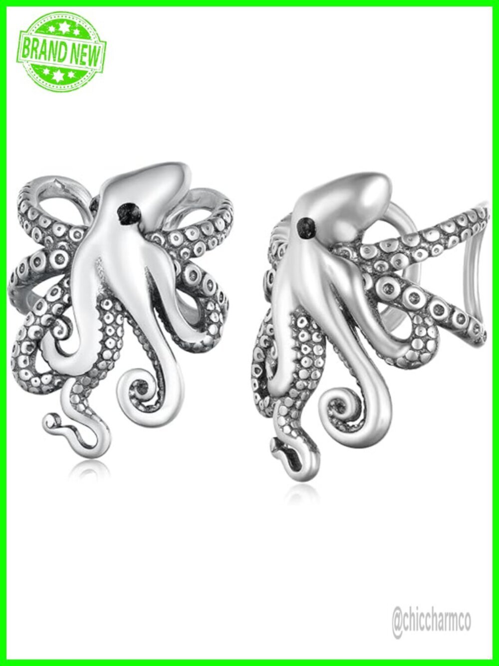 Octopus Ear Cuff 925 Sterling Silver Non-Pierced Earrings Adjustable Cuff